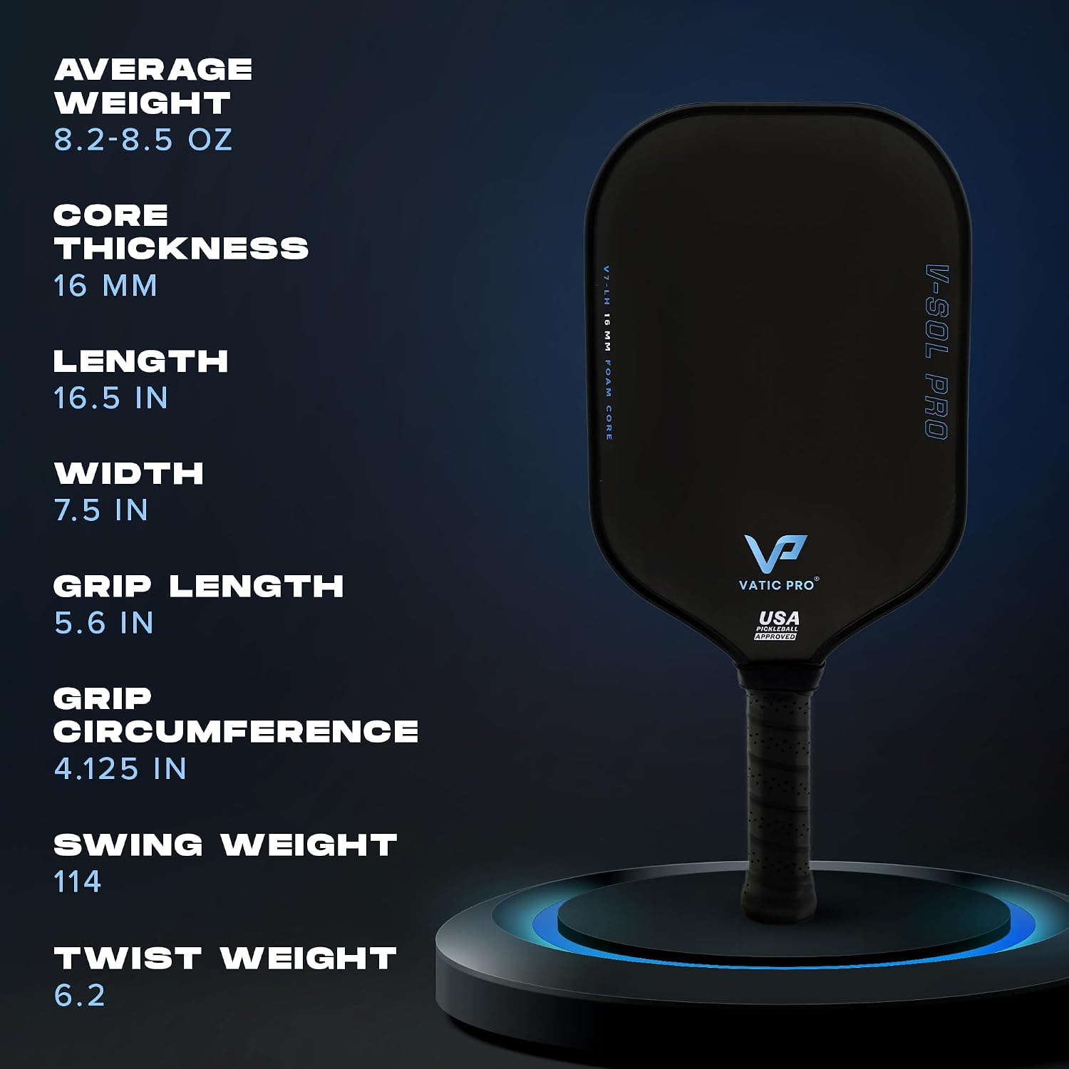 Vatic Pro - V-Sol Pro 16mm - Foam Core - Includes Paddle Cover V7 Long Handle