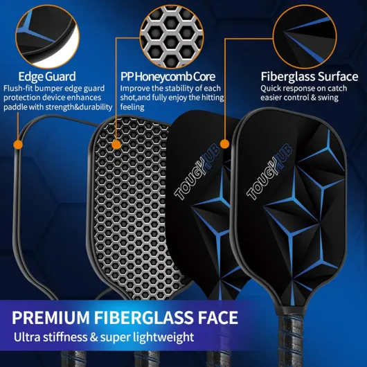 Pickleball Paddles Set - Fiberglass Lightweight Pickle Ball Rackets with 4 Balls & Carrybags, Non-Slip Grip Paddleball Set with Polypropylene Honeycomb Core for Beginners and Professionals Pack of 2
