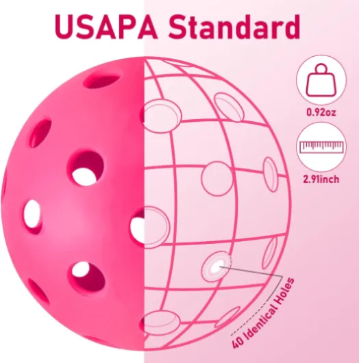 JULMELON Pickleball Balls, 4 Packs Outdoor Pickleball Balls 40 Holes Pickleballs for Sport Outdoor Play Elasticity and Durable Pickleballs for USAPA Approved Ideal for Beginners and Professional Yellow and Green and Pink and Blue