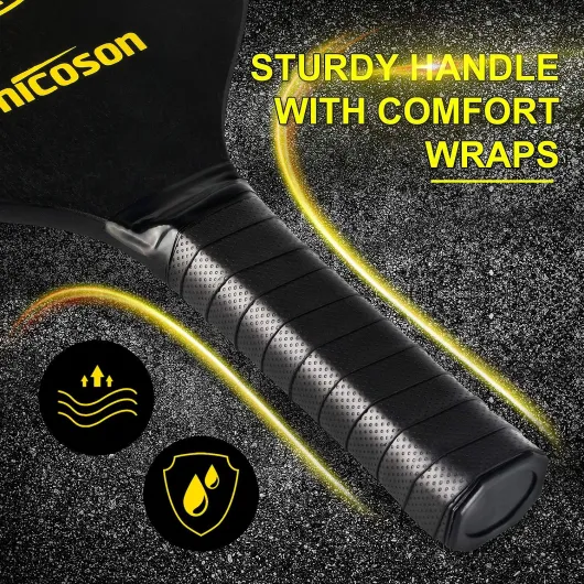 Amicoson Pickleball Paddles - Set of 4 Wooden Paddles, Indoor & Outdoor Balls, Ergonomic Grip, 8 Balls & 1 Carry Bag Black