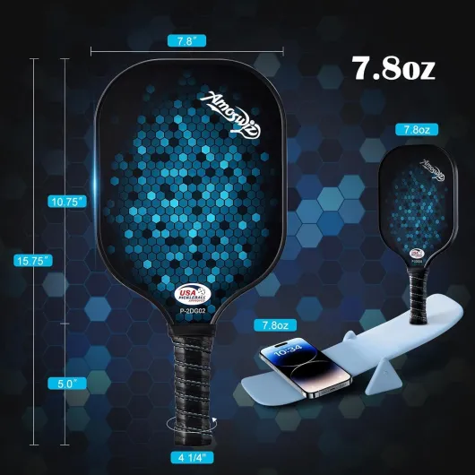 Amoswiz Pickleball Paddles Set of 4, USAPA Approved Pickle Ball Paddle with 4 Balls 4 paddles Hex