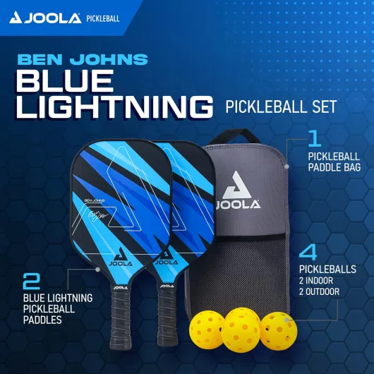 Pickleball Set Blue Lightning Inklusive 2 Schläger, 4 Bällen und Tasche, ideal für Freizeitspieler blau 7-teilig