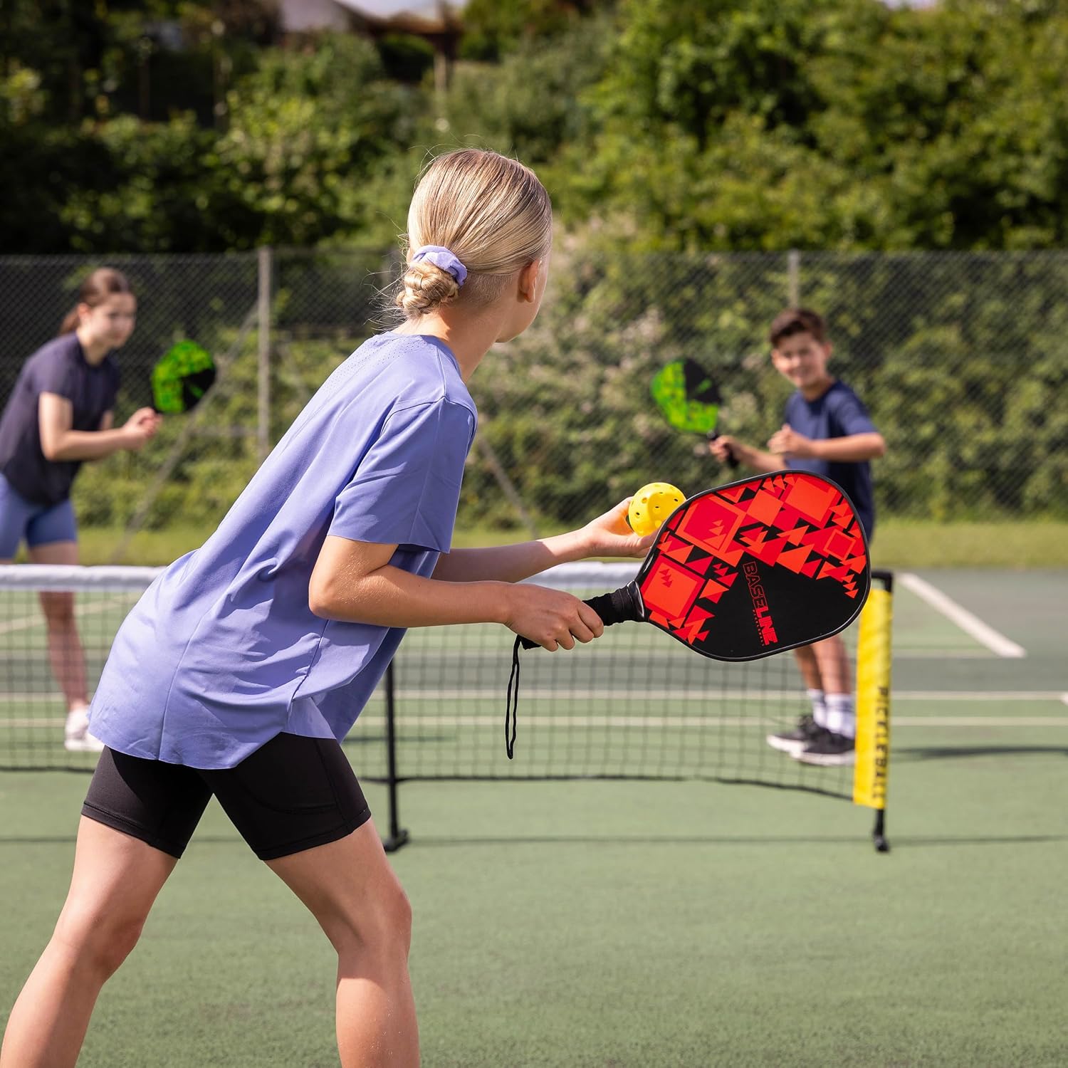 Baseline Pickleball Paddles Set, FSC Wooden Rackets with Accessories, Premium Pickleball Bats and Balls for Indoor and Outdoor Use 4 Player + Net