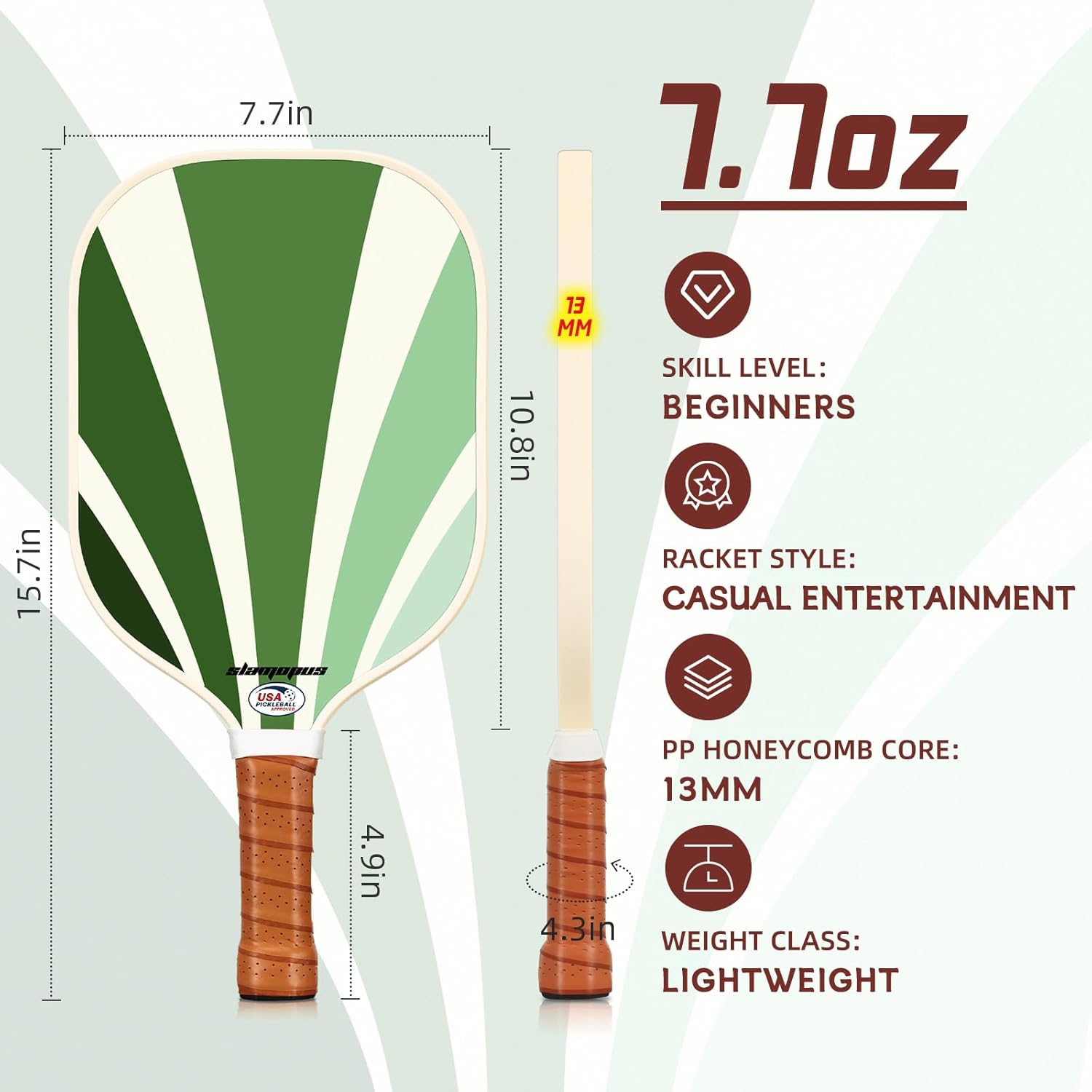 Pickleball Paddles - Pickleball Set for Beginners - Honeycomb Core & Fiberglass Paddles, Lightweight Racket - Includes 4 Pickleballs and Oxford Cloth Bag - Ideal Outdoor Gift for Family Vintage Green & Lucky Purple
