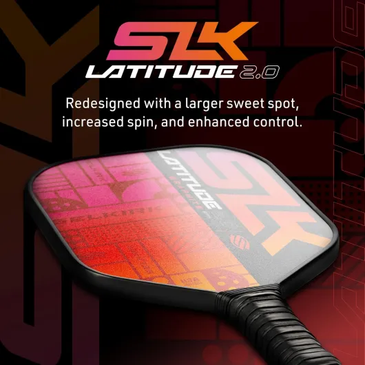 SLK Latitude 2.0 Pickleball Paddle - G4 Graphite Pickleball Paddle Face - Rev-Core+ Technology with SpinFlex Surface - Redesigned for Performance and Control Orange - Last Gen