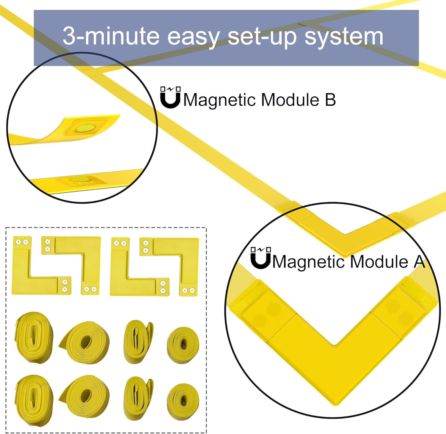 Chemimoso Magnetic Pickleball Court Lines System, Temporary Pickleball Court Lines in Standard Court Dimensions， Portable Pickleball Court Marking Kit, No Measuring Needed, Net Not Included