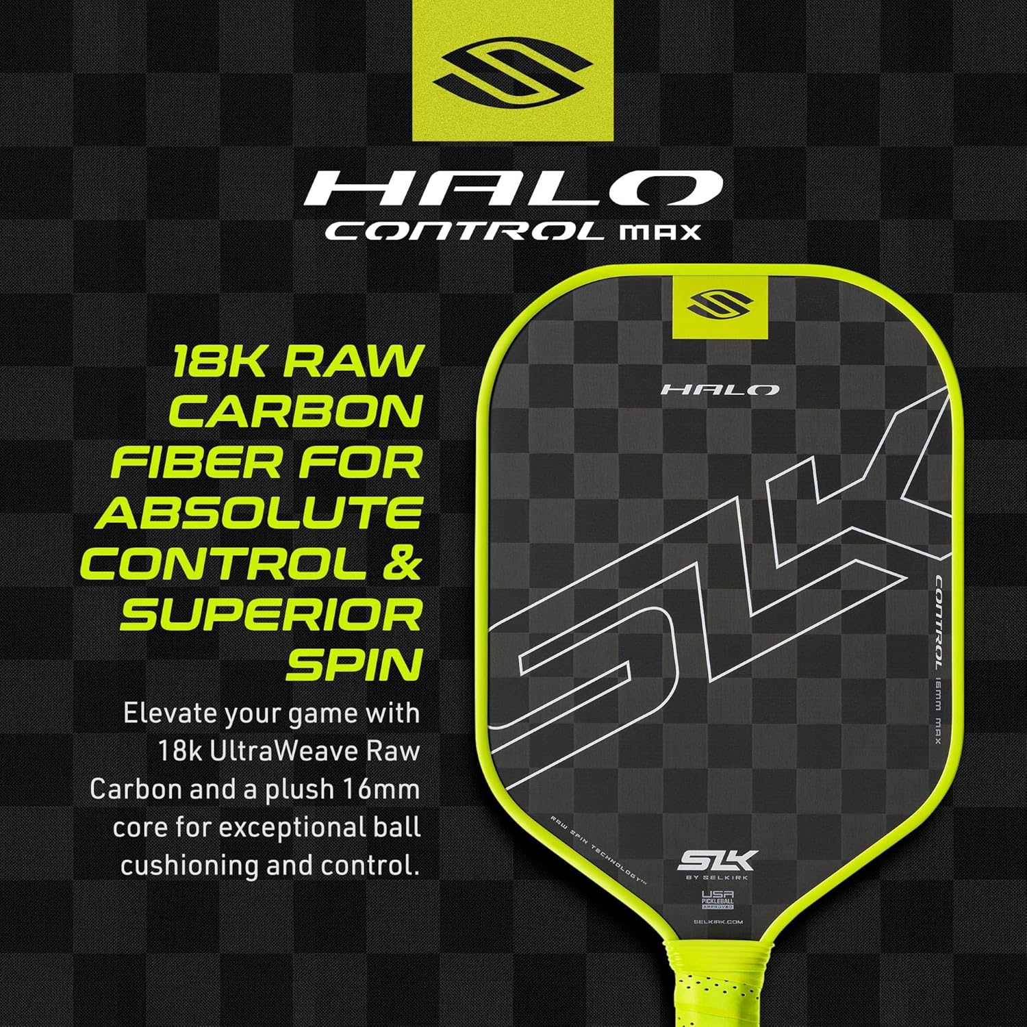 Selkirk SLK Halo Control XL Pickleball Paddle Control - Green - 2025 2025 - Max (All - Around Paddle)