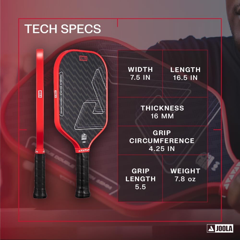 Vision/Double Vision Pickleball Paddles -SK Film for Reduced Vibration- USAP Approved Perseus Double Vision - Ignite Red
