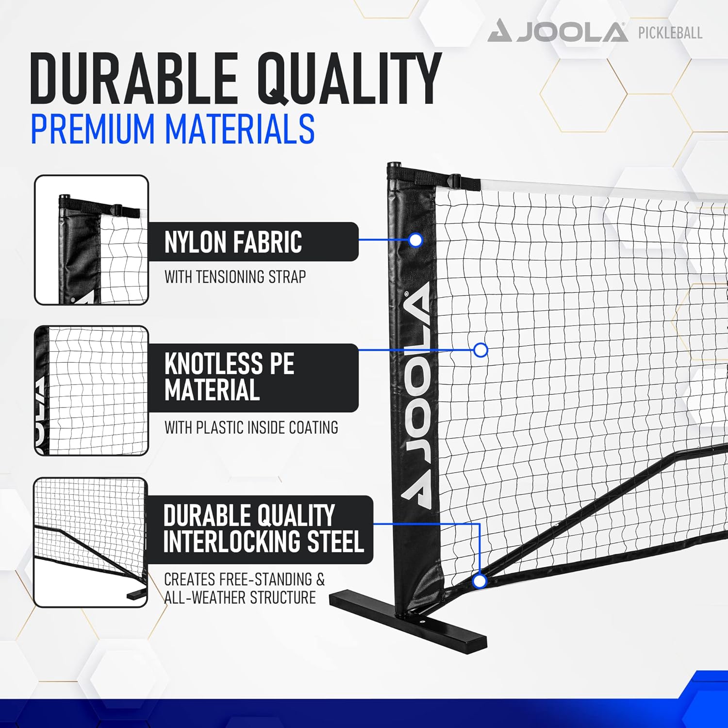 Essentials Pickleball Net - Regulation Height 36" at Posts & 34" at Center, USAPA Recommended 22' Length - Steel Frame & Durable Net, Portable Pickleball Net Includes Carry Bag