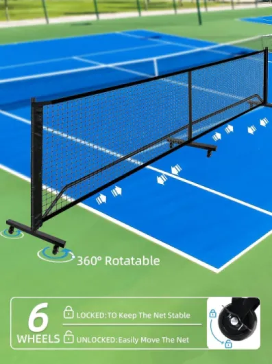 Pickleball Net, 22FT Regulation Size Portable Pickleball Net,18-Ply PE Nets, System with Carrying Bag for Outdoor Indoor Driveway Game With Wheels