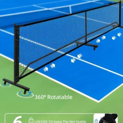 HoldOneLight Pickleball Net Review: a sturdy portable net with handy wheels for driveway and court play