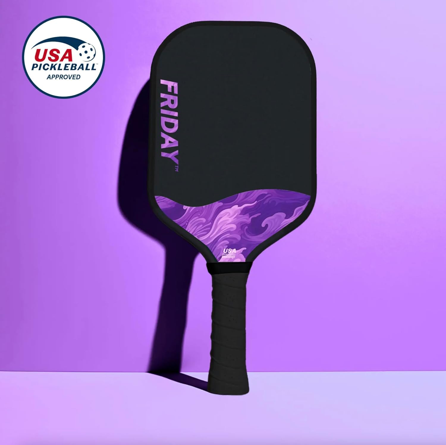 Challenger Friday Paddle, Two Layer T700 Raw Carbon Fiber, Foam Injected Walls, USAP Approved, Honeycomb Core, Tennis Style Grip, Gritty Surface for Spin 1 Haze