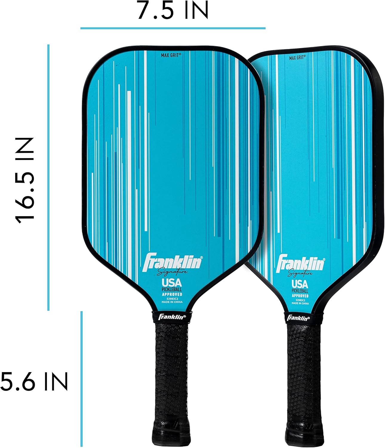 Franklin Sports Pro Pickleball Paddle - Signature Series with MaxGrit Surface - USAPA Approved - 13mm & 16mm Polypropylene Cores 13mm Pro Player - Blue