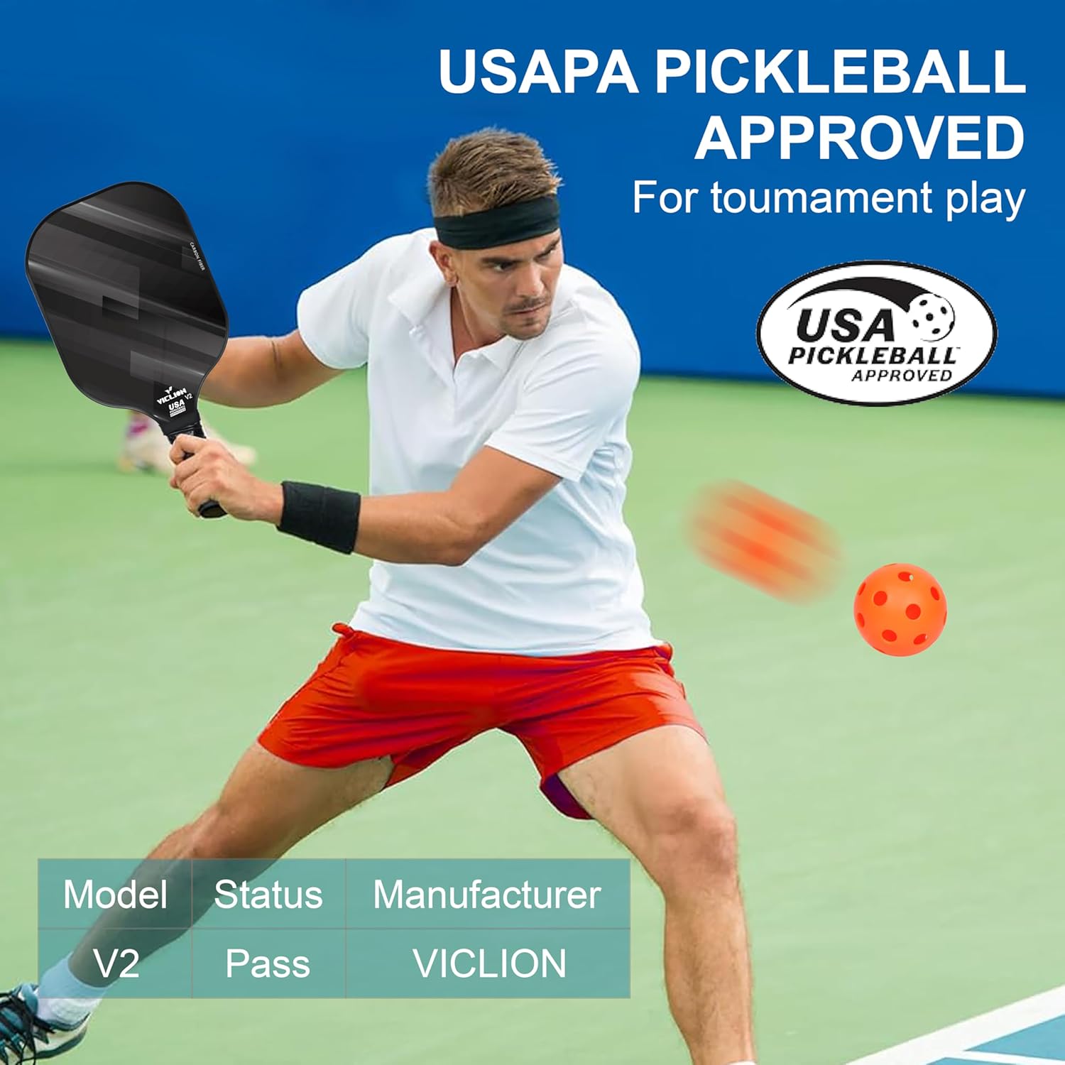 Pickleball Paddles, USAPA Approved Carbon Fiber Pickleball Paddles Set of 2 Includes 4 Pickleballs & 1 Bag, Lightweight Pickle Ball Rackets 2 Pack for Beginners Black