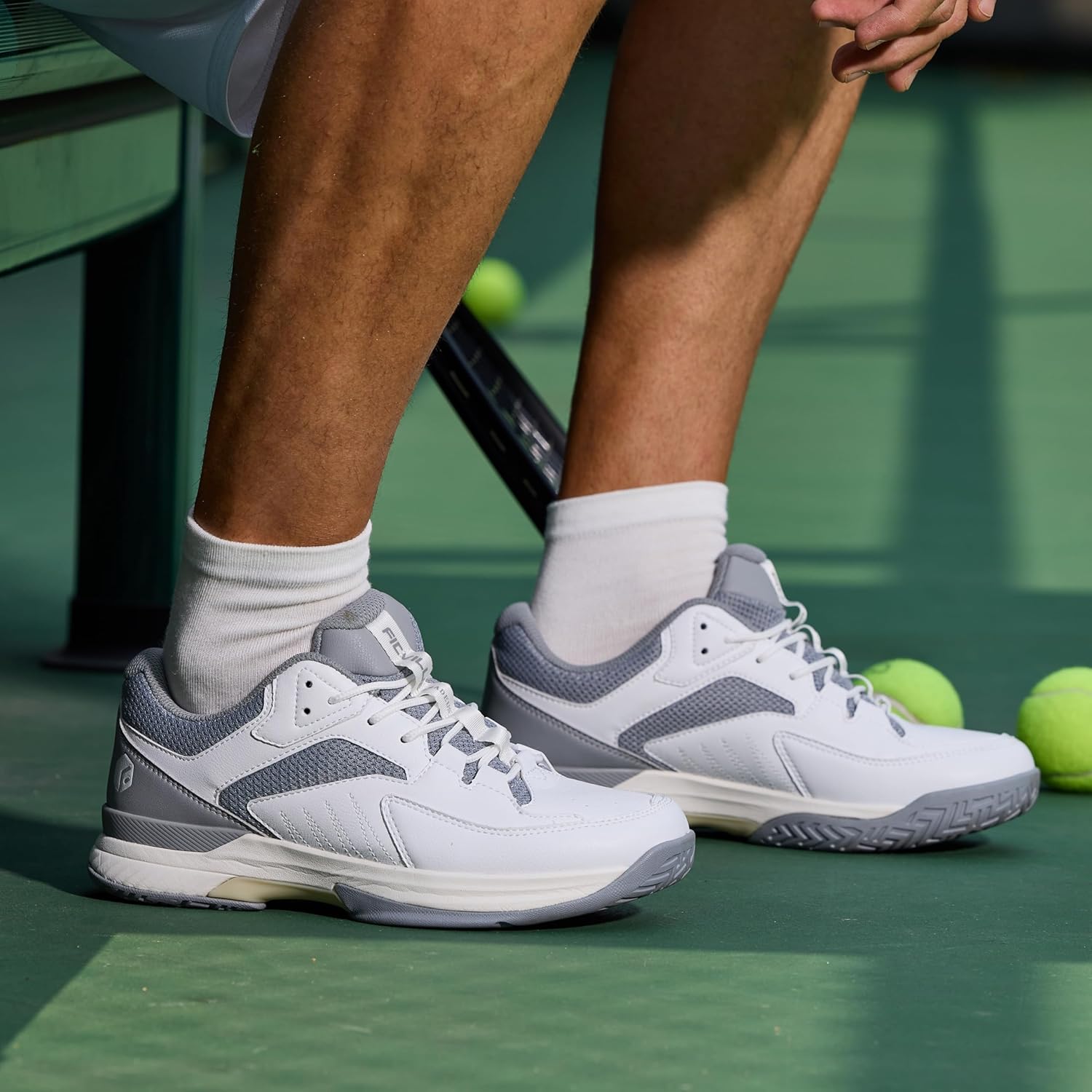 Mens Extra Wide Fit Tennis Badminton Squash Shoes Non Slip Sports Trainers for Volleyball Pickleball 9 UK Wide White Grey