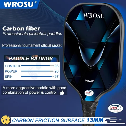 Carbon Fiber Pickleball Paddles Set of 4 - Power, Hybrid & Control Paddles - USAPA Approved 4-Pack-Electric Blue & Jet Black
