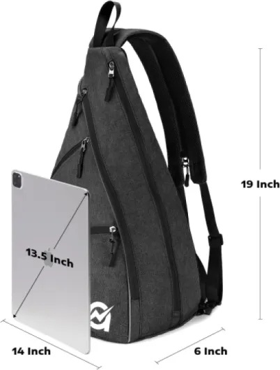 A11N Pickleball Bag, Reversible Crossbody Sling Bag/Backpack for Women Men Black