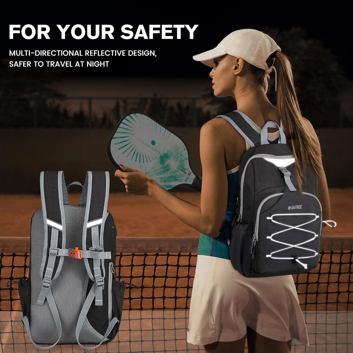 Lightweight Pickleball Bag, Pickleball Backpack for Women and Men, Adjustable Padel Bag, Fits 2 to 4 Paddles, Shoulder Daypack for Sports S Dark Grey
